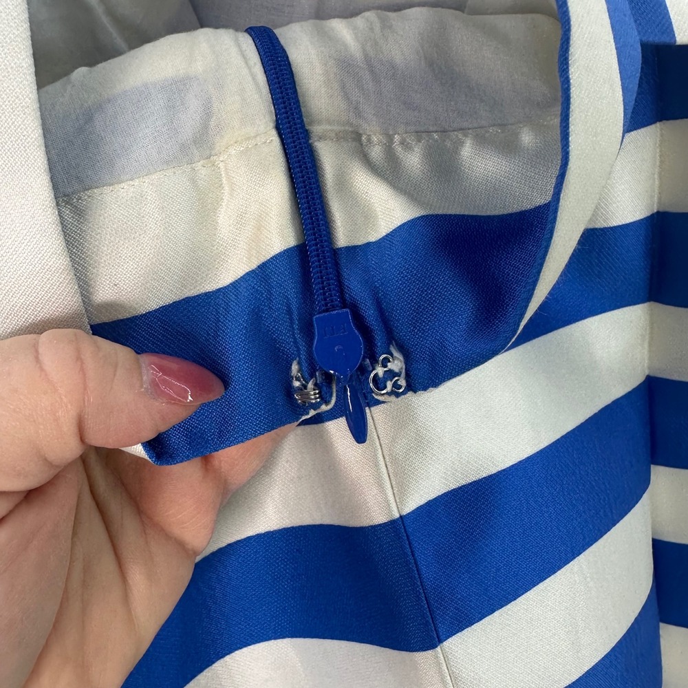 Michael Kors ARCHIVE PIECE Pleated Nautical Stripe Skirt Blue White Preppy Sz 8 - Picture 8 of 10
